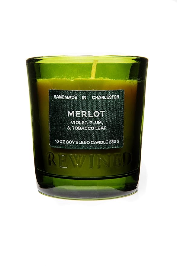 Rewined-Merlot Scented Candles(10oz)- Notes of Violet, Plum and Tobacco Leaf, Nontoxic Candles