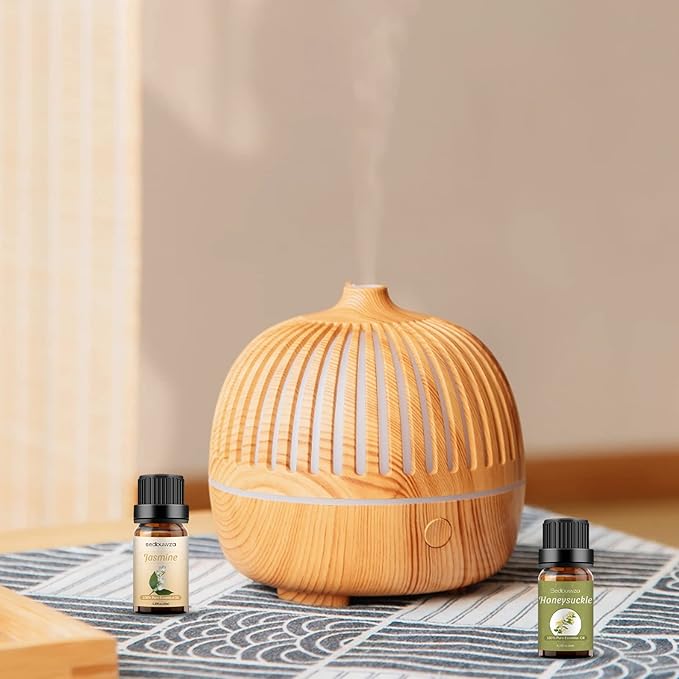 Sedbuwza Jasmine Honeysuckle Essential Oil Set, Jasmine Fragrance Oil Honeysuckle Scent Oil Set for Diffuser, Aromatherapy, Massage, Soap, Candle Making 2 x 10 ml
