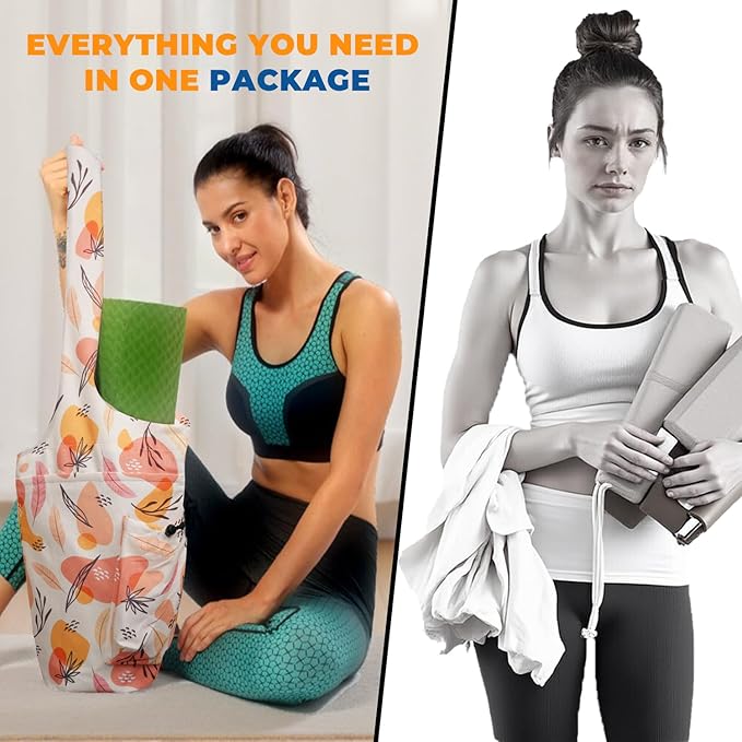 saniwu Yoga Mat Bag Carrier for Women Workout Large Waterproof with Zipper Pocket, Keychain and Wide Shoulder Straps