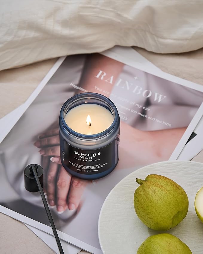 M&SENSE Summer's Night Scented Candle, All Natural Soy Wax Clean Non Toxic Manly Candle for Home, 7.05oz Up to 50 Hours Burn Time in Glass Jar for Bedroom