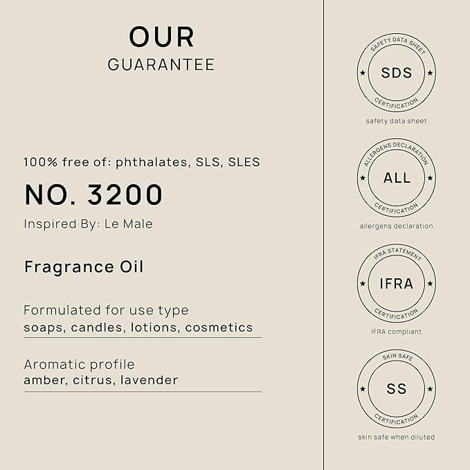 VINEVIDA [128oz] (Our Version of) Jean Paul Gaultier Le Male Fragrance Oil for Candle Making and Soap Making - Premium Candle Scents for Soy Candles
