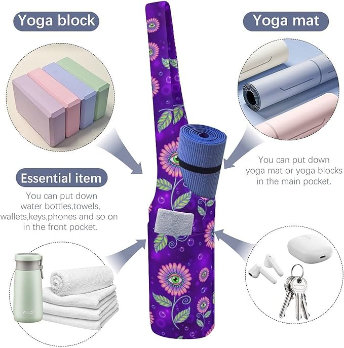 Aiyoolee Portable Yoga Mat Carrier Single Shoulder Bag with Pocket Spacious for Yoga Gym Fitness Travel