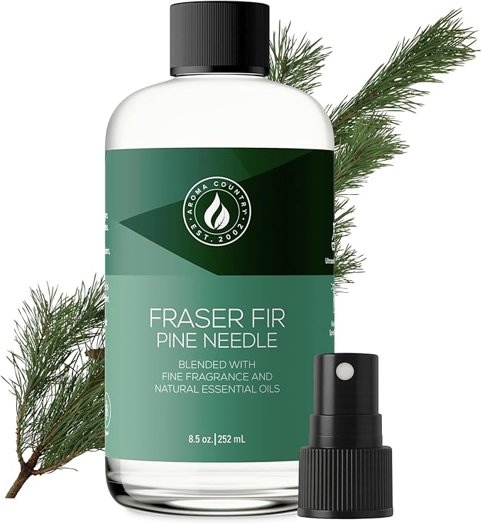Aroma Country Fraser Fir Christmas Tree Diffuser Oil - Luxury Essential Oils for Diffuser Refill & Air Freshener Room Spray - Natural Home Fragrance, Pine Needle Scented Oil for Diffusers (8.5 Fl. oz)