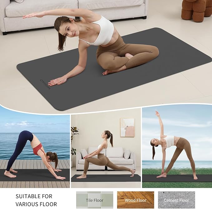 WOHAO Extra Wide & Thick 8mm Yoga Mat, 72"x31.5" Large Non Slip Exercise Mat, Premium POE Material for Superior Cushioning & Stability, with Strap for Home Gym, Pilates