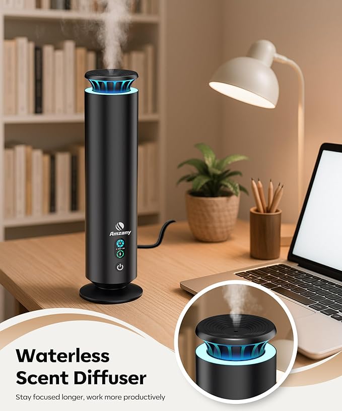 Waterless Scent Diffuser Kit,Scent Diffuser with 7 Lights and Breathing Lights Modes,Max Coverage 2000 sq.ft.Home,Offices,Hotels and Spas Aromatherapy Diffuser Included 5 Scent Oils Remote Control
