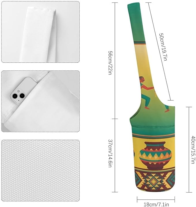 Aiyoolee Yoga Mat Bags, Large Tote Yoga Mat Carrier Holder with Water Bottle Pocket, Adjustable Shoulder Strap Storage Bag