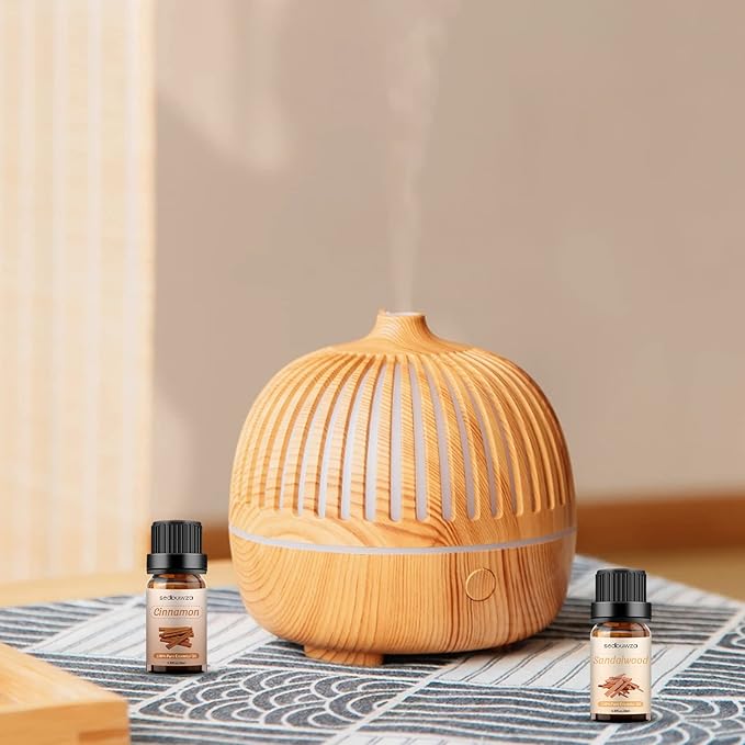 Sandalwood Oil Cinnamon Essential Oil Set, 100% Pure Organic Aromatherapy Oils Gift Set for Diffuser, Massage, Soap, Candle Making Making - 2 x 10ml