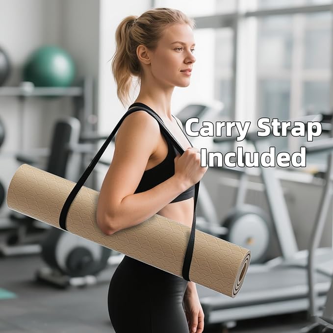 ILILI Yoga Mat, 72x25×0.3 Inch, Non-Slip, TPE Exercise Mat, Tear-Resistant, Fitness Yoga Mat with Carrying Strap, Ideal for Yoga, Pilates, Home Workouts, Stretching & All Fitness Routines