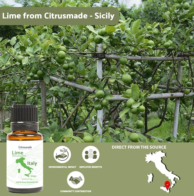 Lime Essential Oil - Direct from Citrusmade in Sicily- Pure Essential Oils for Diffusers and Aromatherapy in The Mediterranean - 100% Pure Therapeutic Grade (2LBS)