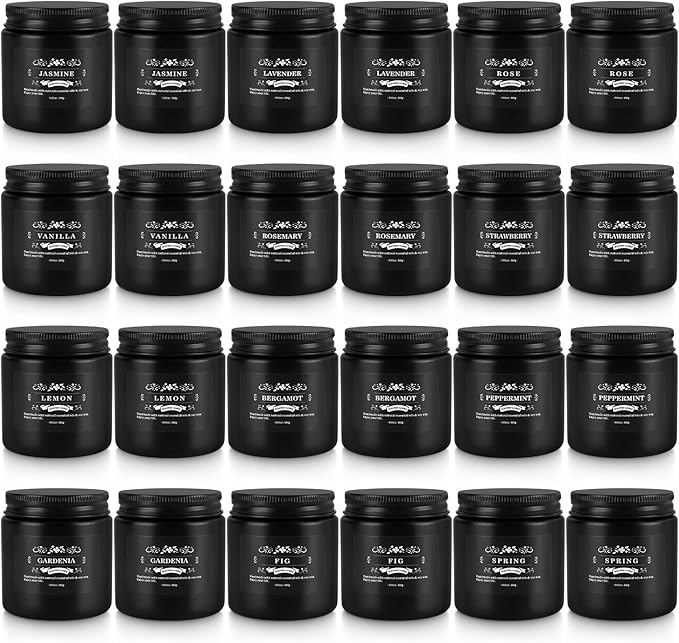 24PCs Black Scented Candles - Men Candle Set, Soy Wax Candle for Parties, Yoga, Christmas,Advent and Home Scene, Indoor Outdoor 3.05 Ounce Each