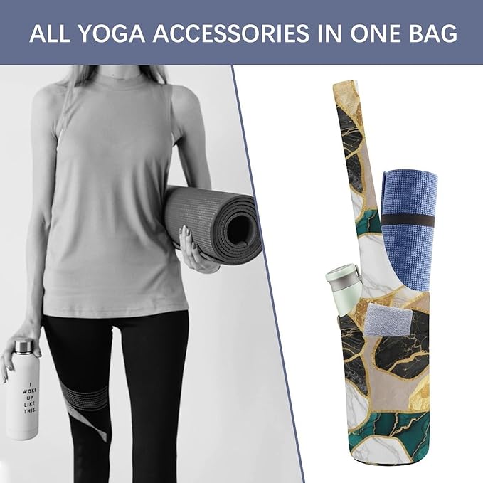 Aiyoolee Yoga Mat Carrier Portable Single Shoulder Strap Bag with Pocket for Gym Yoga Workout Travel