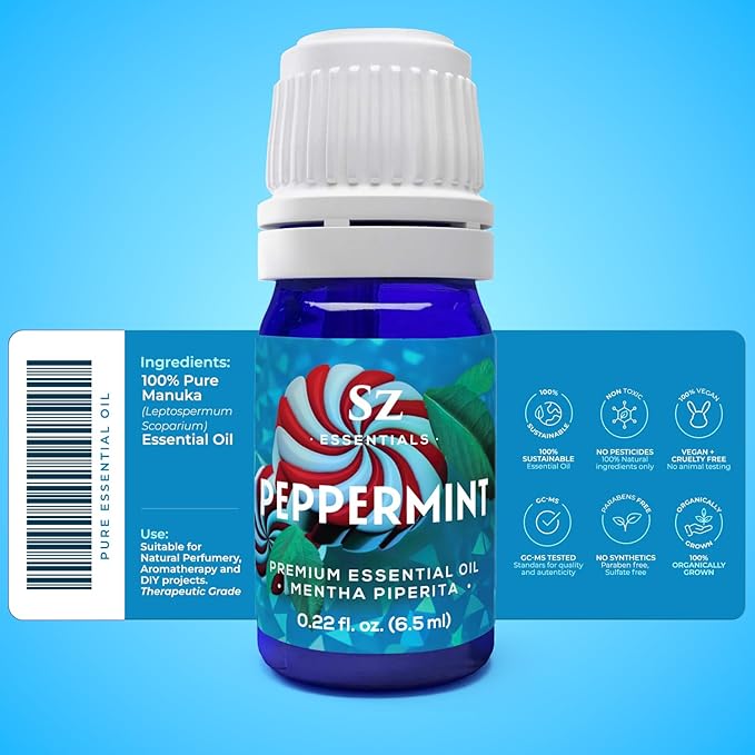 Peppermint Essential Oil – Mentha Piperita – 100% Pure & Natural – Fresh, Cool, & Minty Aroma for Diffuser, Aromatherapy, Perfumery & DIY Blends – Therapeutic Grade – Undiluted – 6.5mL