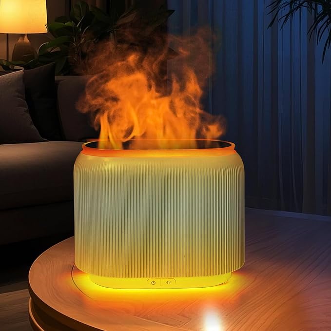 LIFFY Essential Oil Diffuser - Fireplace Fire Flame Aromatherapy Diffuser, Mist Humidifier with Multi-Color LED Lights, for Bedroom, Yoga Spa | Whisper-Quiet Operation, Ideal Gifts
