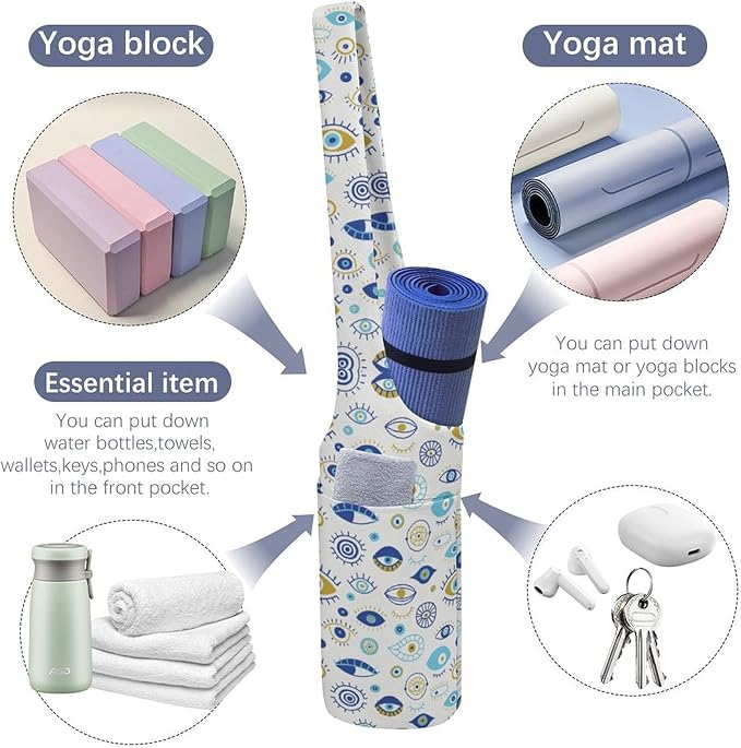 KKdskkds Fantasy Evil EyesYoga Mat Bag Large Opening Long Tote Yoga Mat with Pocket Fit Most Size Mats