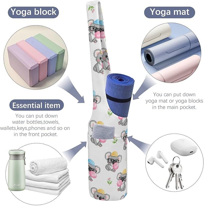 Aiyoolee Fashion Yoga Mat Bag with Large Pocket, Long Tote Yoga Bag Fit Most Mats Accessories