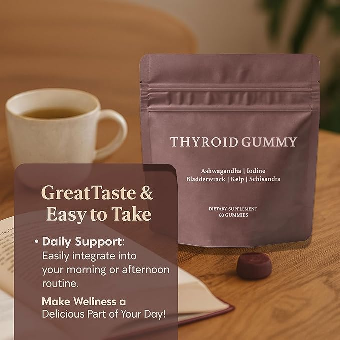 Thyroid Gummies for Women | with Iodine-Rich Kelp, L-Tyrosine, Ashwagandha & Selenium | Energy & Metabolism Support | 60 Gummies