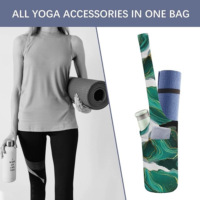 Meaudiwes Large Yoga Mat Bag with Long Strap for Women Yoga Accessories Sports Storage Bags Exercise Mats Tote Sling Carrier Bag