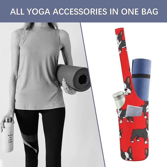 Aiyoolee Portable Yoga Mat Carrier Single Shoulder Bag with Pocket Spacious for Yoga Gym Fitness Travel