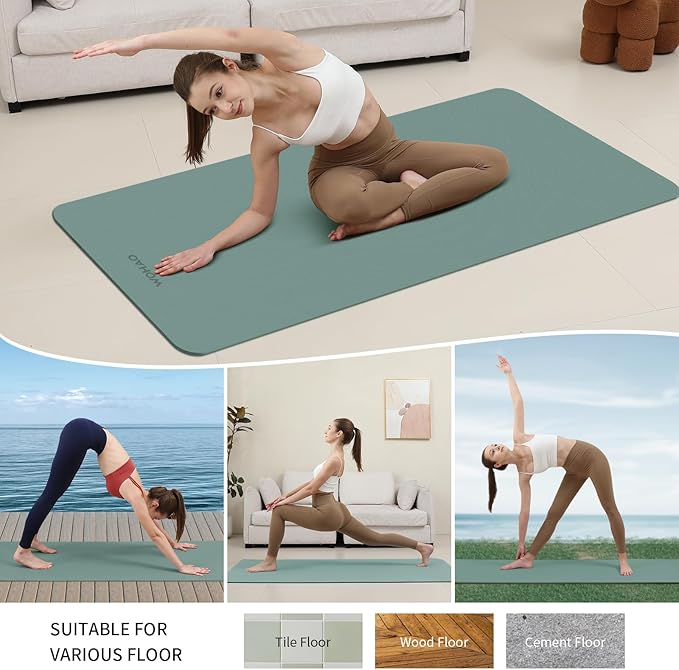 WOHAO Extra Wide & Thick 8mm Yoga Mat, 72"x31.5" Large Non Slip Exercise Mat, Premium POE Material for Superior Cushioning & Stability, with Strap for Home Gym, Pilates