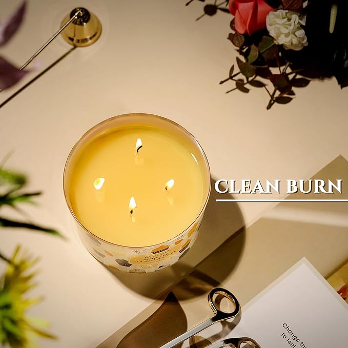 HomeLights Scented Candles for Women & Men, 18oz Candle Jars Aromatherapy 4-Wick Candle, Ideal for Rustic Modern Home Decor and Gifts, Whipped Vanilla Cake