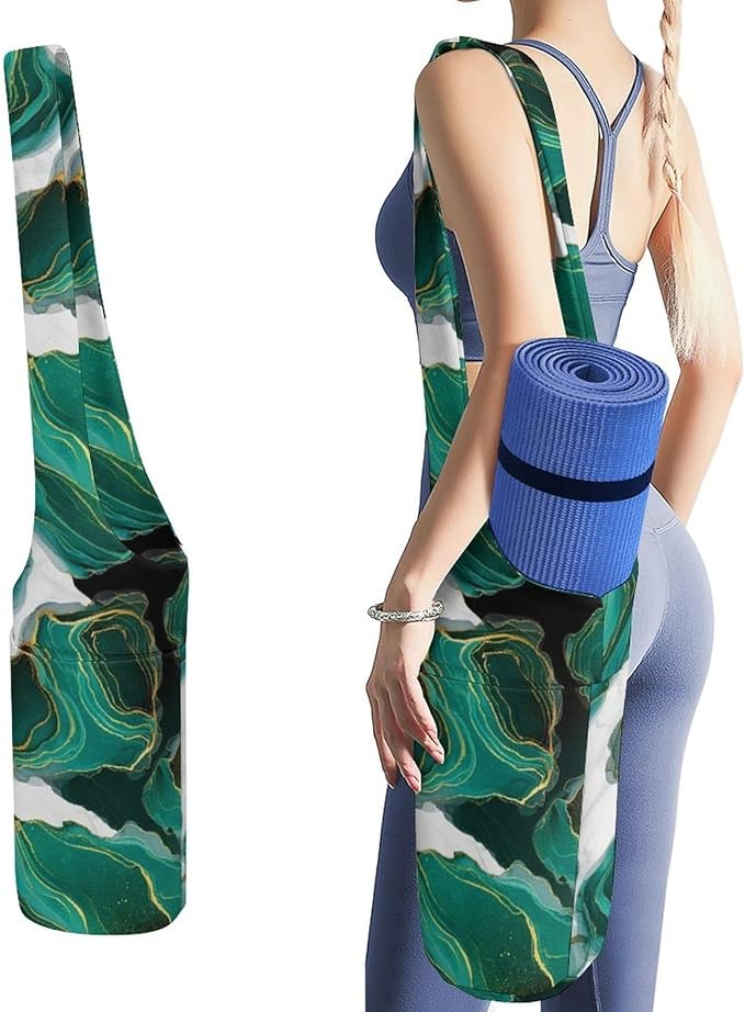Meaudiwes Large Yoga Mat Bag with Long Strap for Women Yoga Accessories Sports Storage Bags Exercise Mats Tote Sling Carrier Bag