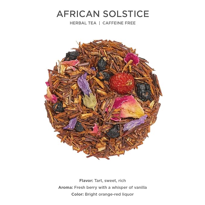 Tea Forte African Solstice Premium Loose Leaf Caffeine-Free Herbal Tea Blend Canister, Makes 35-50 Cups