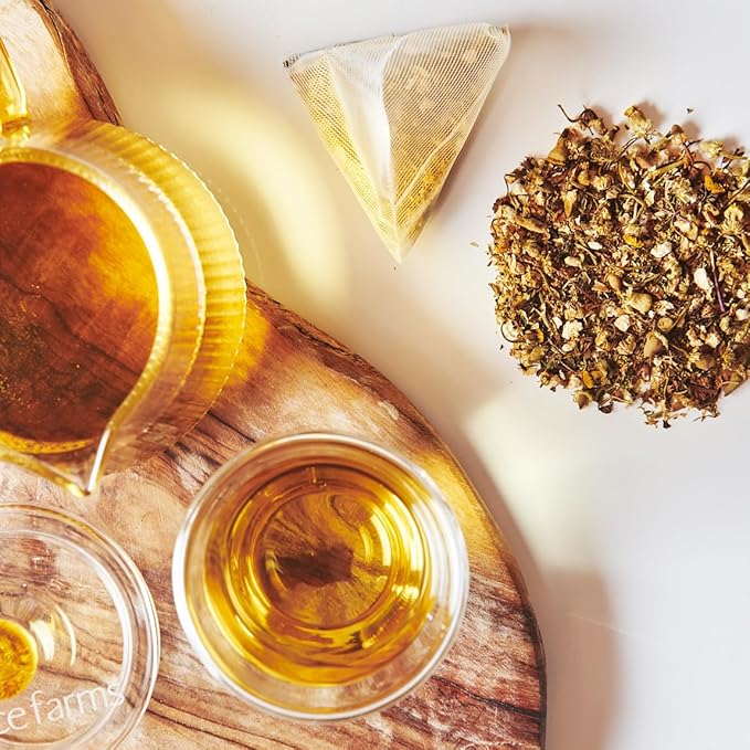 Grace Farms CHAMOMILE CITRUS Herbal Tea (16 Pyramid Sachets) | Naturally Sweet, Calming and Caffeine Free |Organic, Fair Trade and Kosher Certified | Gives Back 100% of Profits