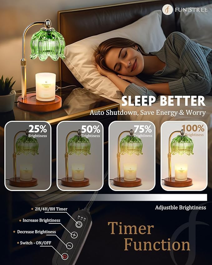 Candle Warmer Lamp with Timer Dimmable, Adjustable Height, Birthday Gifts for Women Mom, House Warming Gifts New Home Room Decor, Christmas Gifts,Wax Warmer Lamp for Jar Candles with 2 Bulbs
