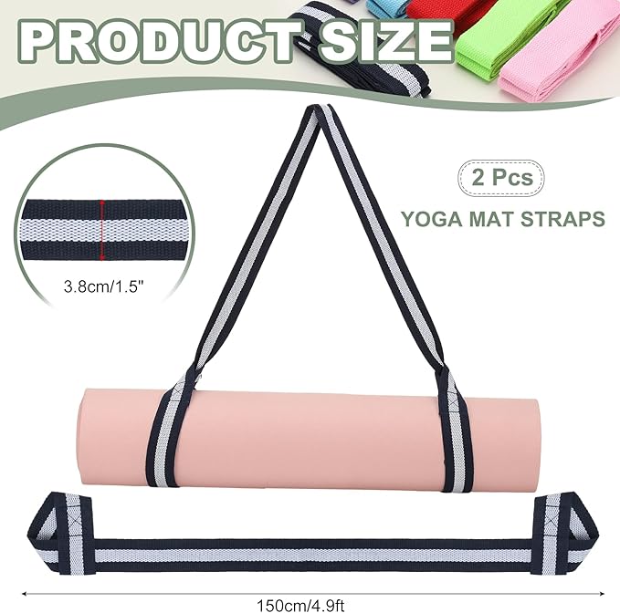 YELARXI Yoga Mat Straps for Carrying, Adjustable Exercise Mat Sling Holder Multi Purpose Mats Carrier