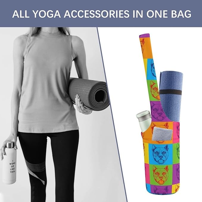 Aiyoolee Yoga Mat Bag for Women with Large Pocket, Yoga Gifts Accessories with Adjustable Shoulder Strap for Workout Stuff