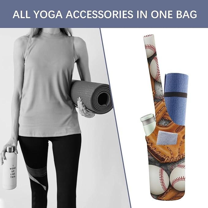 Aiyoolee Fashion Yoga Mat Bag with Large Pocket, Long Tote Yoga Bag Fit Most Mats Accessories