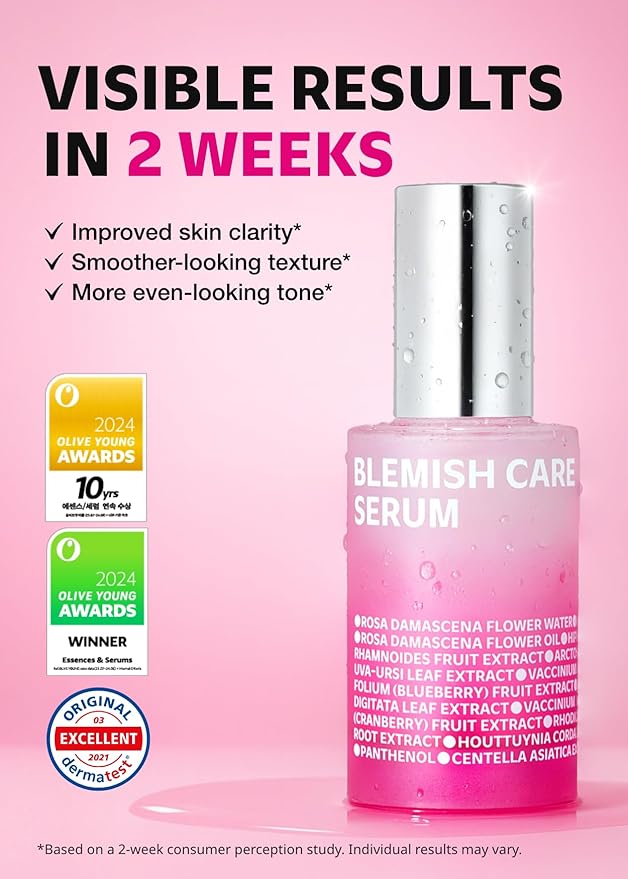 ISOI Blemish Care Up Serum for Face, Vegan Hydrating Serum for Smooth & Glass Skin Effect, Skin Barrier & Moisture Balance for Women, Arbutin & Rose Otto Oil, Korean Skin Care (2.36 fl. oz, 70ml)