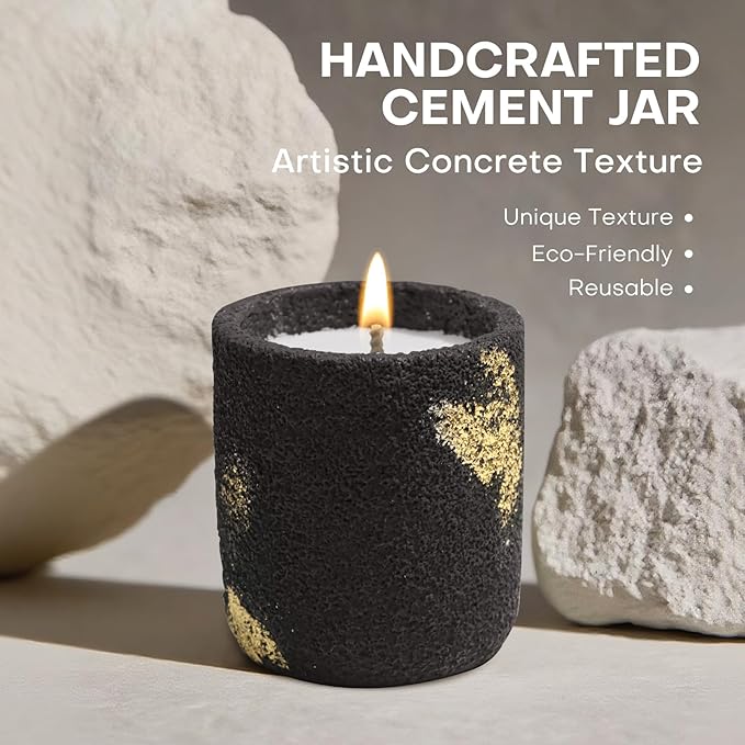 Scented Candles for Home, Soy Wax Candle, Non-Toxic Cement Jar Candles, Stress Relief, Housewarming Gifts, Highly Scented, Home Décor, Black Pepper and Sandalwood