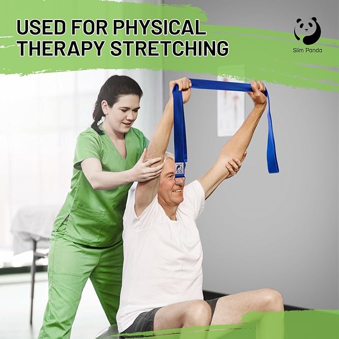 Slim Panda Yoga Strap for Stretching,Cotton Yoga Strap with Adjustable D-Ring Buckle,Non-Elastic Yoga Belt for Pilates,Gym Workouts,Physical Therapy,Improve Flexibility