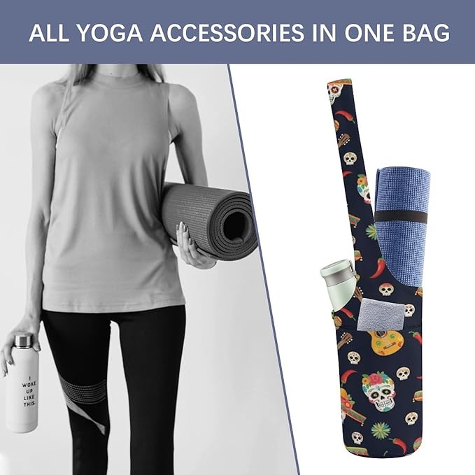 Aiyoolee Women's Portable Yoga Mat Bag Single Shoulder Carrier with Pocket for Gym Yoga Workout Travel