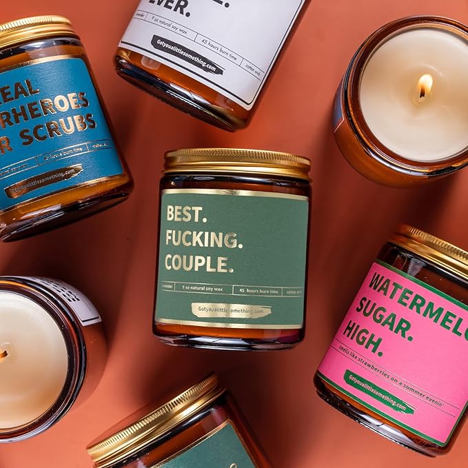 Funny Anniversary Candle for Couples - Funny Valentines Day Presents, Gift from Friends for Engagement or Anniversary - Best Couple Ever Present Idea for Him & Her, Newly Engaged Candle for Couples