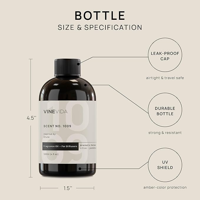 VINEVIDA (4oz) Hotel Fragrance Diffuser Oil - Hotel Scents Diffusers for Home - Cold Air Diffuser Oil - Hotel Scent Essential Oil - Scent No.1009 Inspired by Melia Hotels