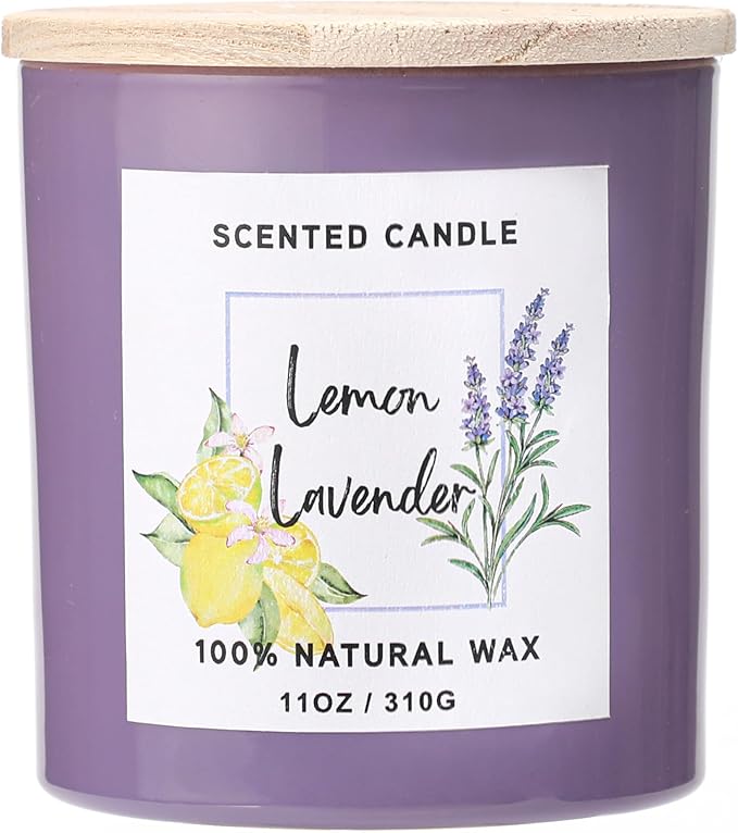 Lemon & Lavender Scented Candle - Spring &Summer Candle,Natutal Soy Wax Candles for Home Scented,Candle Gift for Women Men,11oz