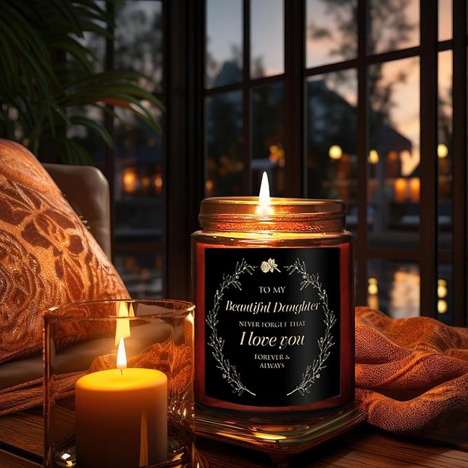 My Beautiful Daughter Candle Gift from Mom Dad - Unique Love You, Bridal Shower, Wedding, Mother's Day, Birthday Gift for Daughter Adult, Stepdaughter - Cashmere Vanilla Scented Soy Candle