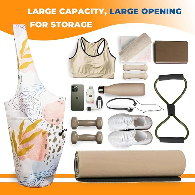 saniwu Yoga Mat Bag Carrier for Women Workout Large Waterproof with Zipper Pocket, Keychain and Wide Shoulder Straps