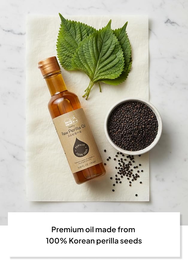 Korean Food Nutty Perilla Oil 6.1 fl oz (180 ml) – 100% Korean Perilla Seeds, Lightly Roasted for Rich, Toasted Flavor