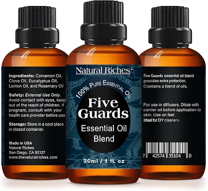 Natural Riches Five Guards Essential Oil Blend for Health Shield Aromatherapy with Clove Cinnamon Lemon Rosemary Eucalyptus Oil - 30ml
