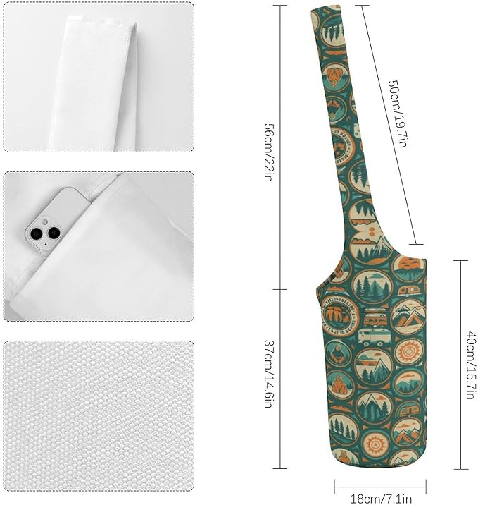 KKdskkds Vintage RoseYoga Mat Bag Large Opening Long Tote Yoga Mat with Pocket Fit Most Size Mats