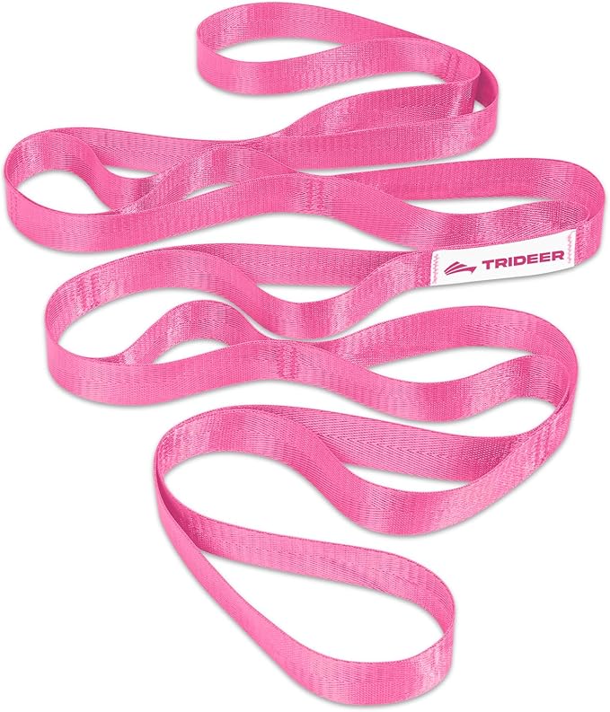 Trideer Stretching Strap Yoga Strap Physical Therapy for Home Workout, Exercise, Pilates and Gymnastics, 10 Loops Non-Elastic Stretch Bands with Aesthetic Packaging for Women & Men