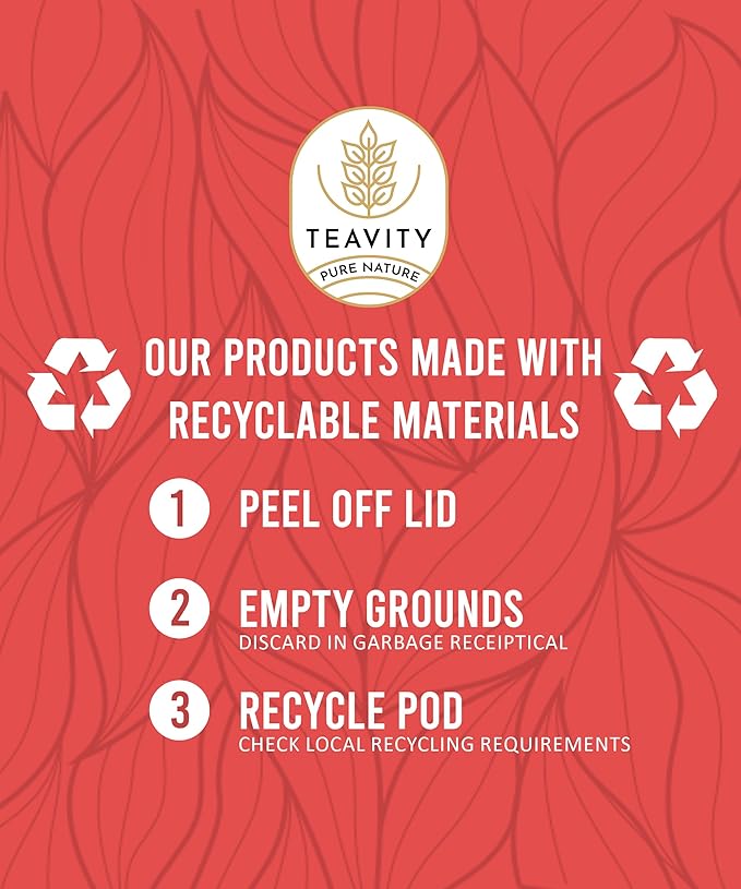 Organic Raspberry Apple Black Tea Pods for Keurig - Naturally Caffeinated Fruit Tea by Teavity (12 Tea Pods)