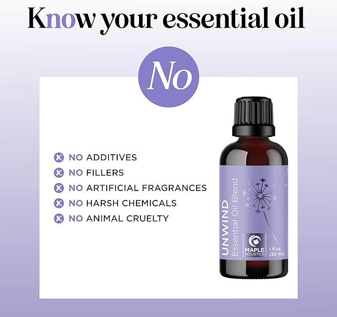 Unwind Aromatherapy Essential Oil Blend - Calming Essential Oils for Diffusers for Home Travel and Baths with Invigorating Pure Bergamot Patchouli and Citrus Essential Oils for Stress Support