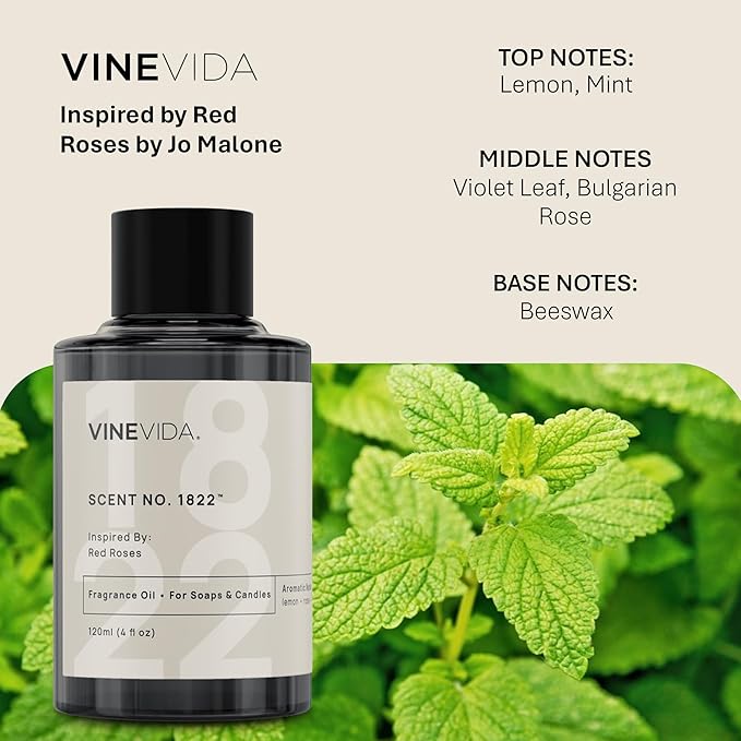 VINEVIDA [10mL] Red Roses Fragrance Oil for Candle Making - Natural Candle Oil Scents - Soap Making Essential Oil - Made in USA