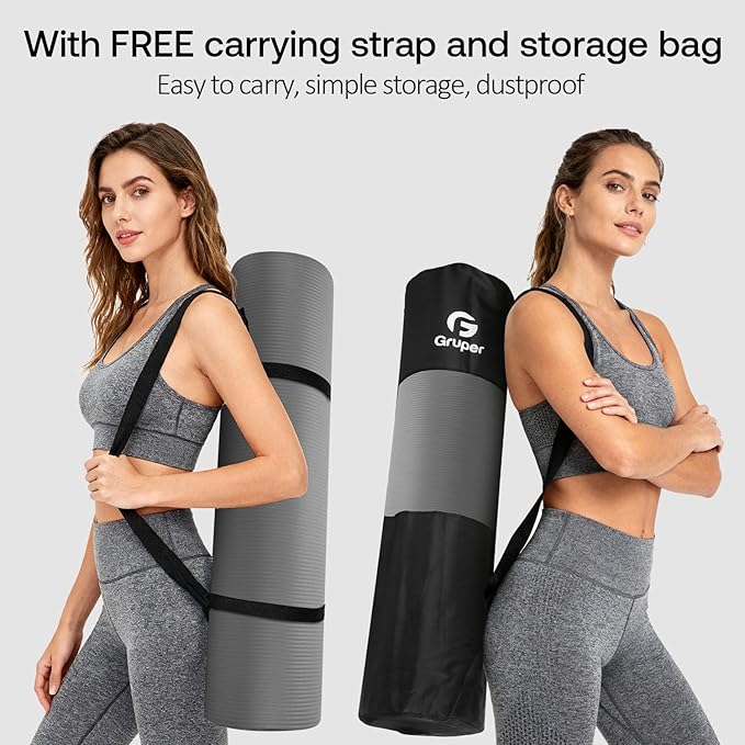 Yoga Mat Non Slip NBR Extra Thick Yoga Mat, 72"L x 32"/24"W x 0.6"/0.4"TH (185cm x 80cm/61cm x 15mm/10mm), Anti-Tear Exercise Mat with Carrying Strap and Bag, Workout Mats for Yoga, Pilates