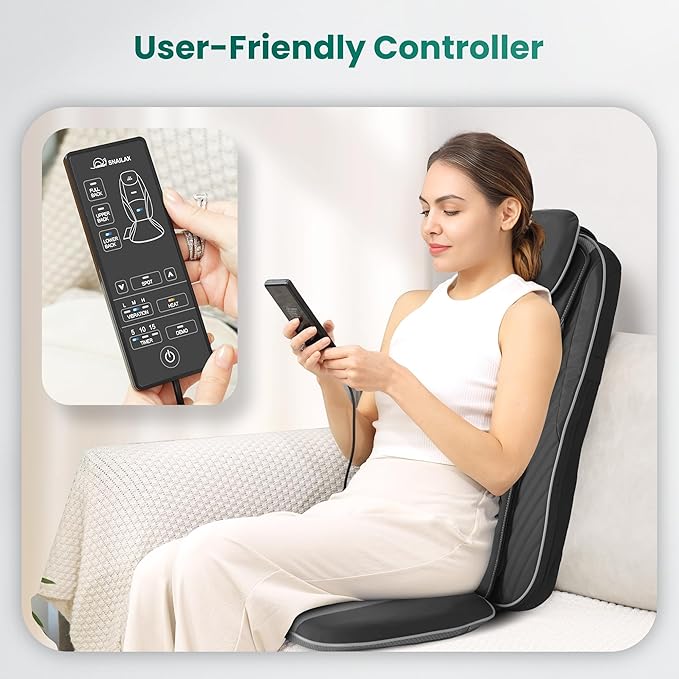 Snailax Valentine's Day for Dad,Mom Shiatsu Back Massager with Heat & Vibration, 3D Kneading Massage Chair Pad for Pain Relief Deep Tissue, Chair Massager for Office Home Chair Use