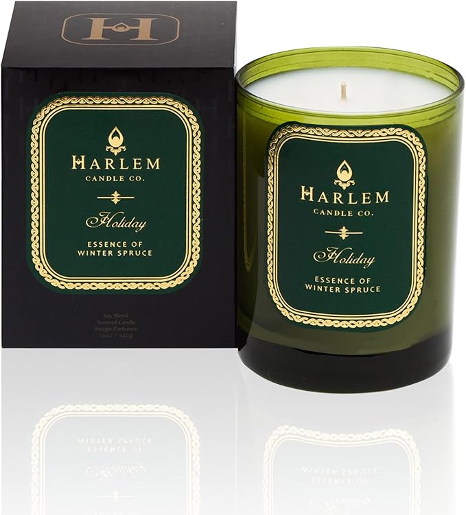 Harlem Candle Co. Holiday Luxury Candle, 11 oz Glass Jar, Double Wick, Soy Wax, Gift Box, Wild Berry, Rose, Absinthe, Angelica, Strawberry Musk, and Birchwood, 80 Hour Burn